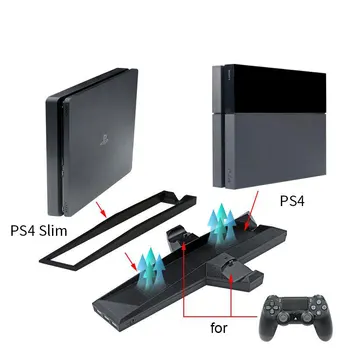 

For PS4/PS4 Slim Vertical Stand with Cooling Fan Dual Controller Charger Charging Station For SONY Playstation 4 Cooler 3 USB