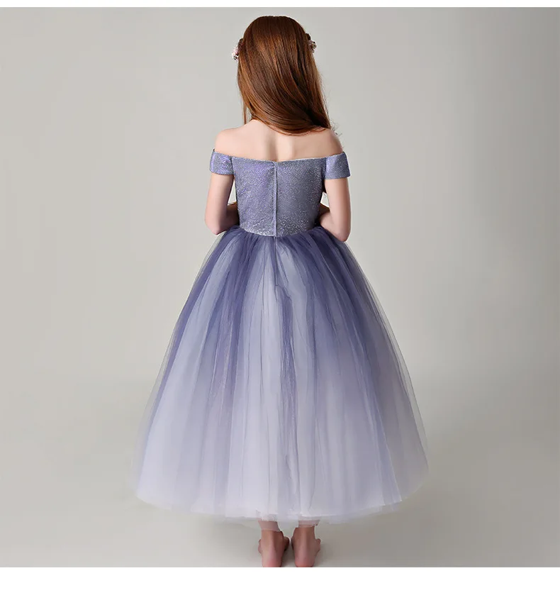 Детское платье принцессы вечернее платье для девочек подиумная маленькая ведущая одежда для выступлений на фортепиано Пышное летнее