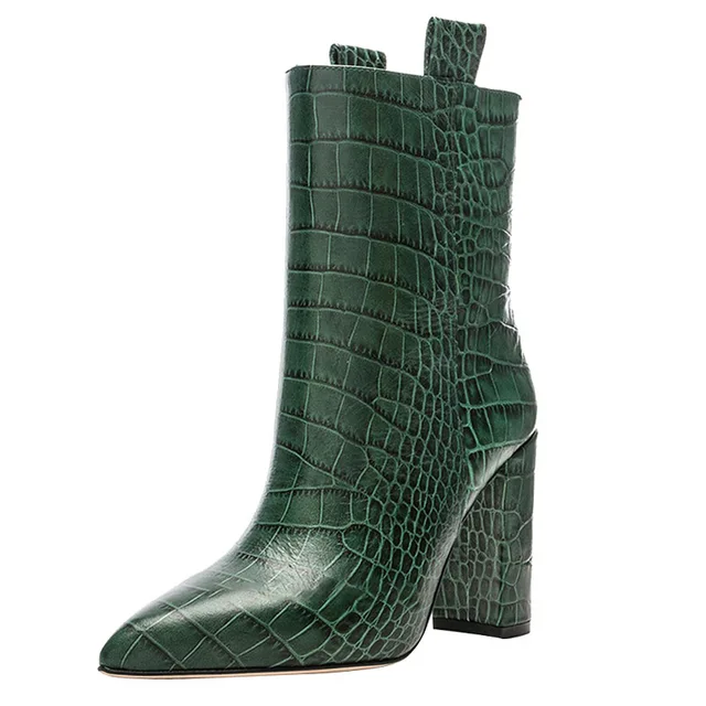 green crocodile boots