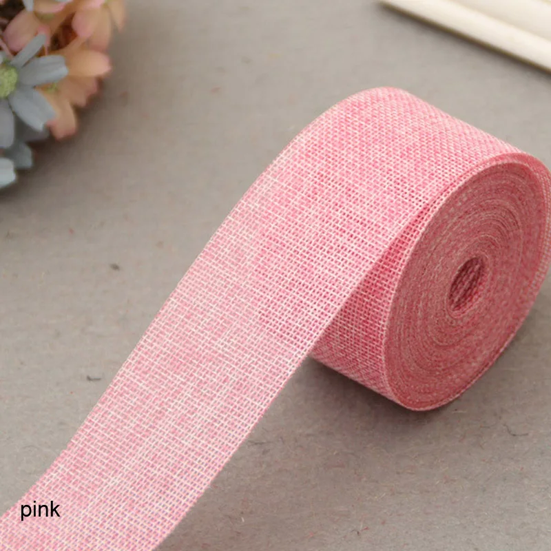 Ручной работы льняной рулон Швейные поделки DIY отделка ткани невесты Холдинг Цветы Многоцветный джут мешковины Hessian деревенский свадебный пояс