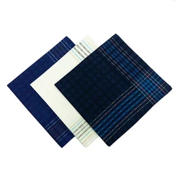 Ensemble de mouchoirs en coton pour hommes, 3 pièces, Vintage, Plaid, carré, 43x43cm, cadeau 