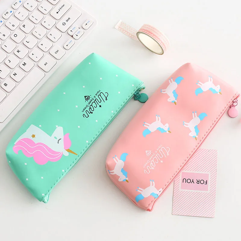 Новинка пеналы с единорогом для девочек милые фламинго сумка коробка ручек
