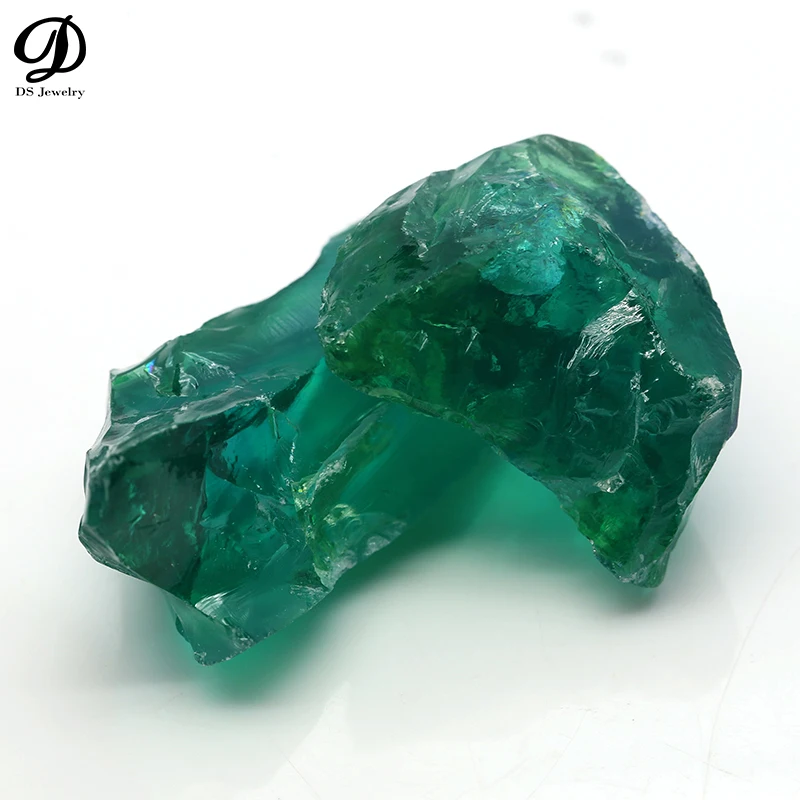 0.2Kg/Bag Uncut Rough Stone Synthetic Green Corundum Raw Material For Gemstone Producting |