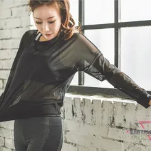 Южная Корея спортивная блузка с длинным рукавом Женская Осенняя облегающая Марля глаз Фитнес костюм жилет Йога Бег свободный крой Быстросохнущий