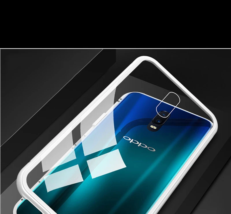 silver bumper Чехол из закаленного стекла с магнитной адсорбцией для Oppo A11 A11X A5 A9 F9 F11 Realme 3 5 Pro 3D Защитная откидная крышка - Цвет: silver bumper