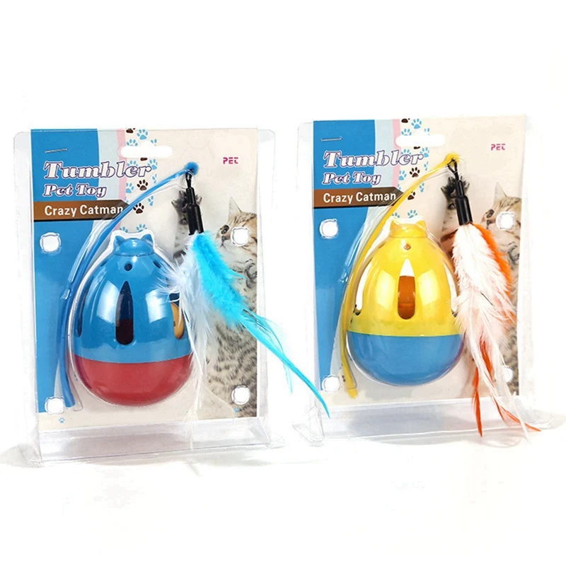 Игрушки для питомцев, кошек, котенок, игрушка-неваляшка, Интерактивная игрушка из перьев, мячик для катания, Когтеточка, Забавный питомец, котенок, игровой мяч