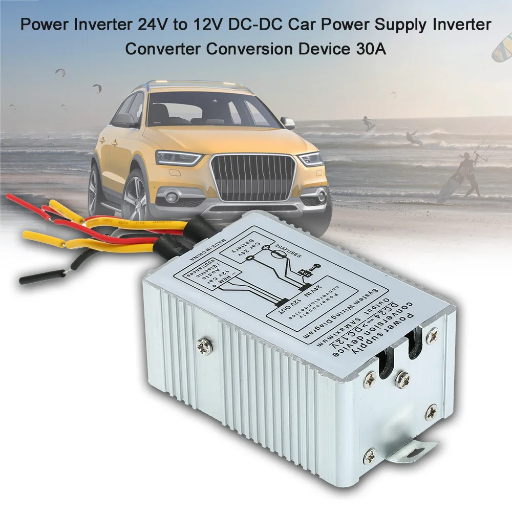 30A Мощность инвертор 24 В до 12 В DC-DC автомобиля источник питания с инвертором конвертер устройство преобразования