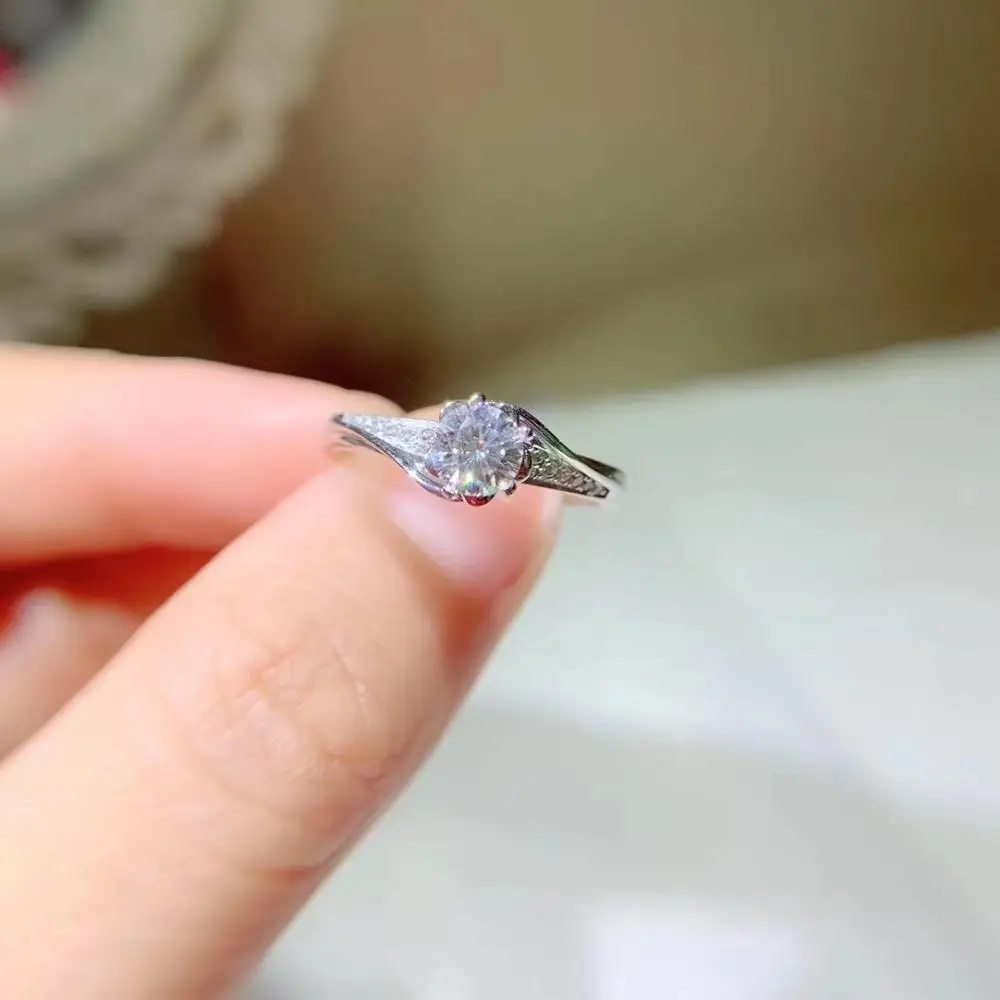 Kkmall магазин круглых серебряных колец с муассанитом 0.50ct D VVS Роскошные Колечки для