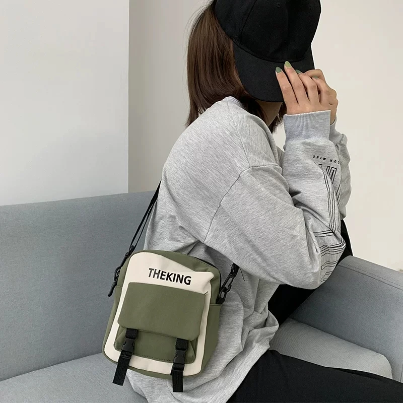Crossbody small bag female waterproof fabric Hong Kong style tooling style Korean version of ins student ladies shoulder bag