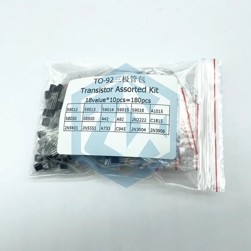 Transistor Assorted Kit (TO-92) 18kinds*10pcs = 180pcs 2N2222 S9013 S9014 S9015 S9018 S8050 S8550 5551 5401 2N3904 2N3906 C1815