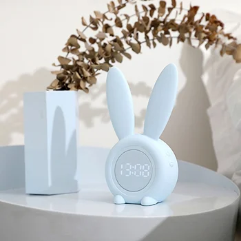 

Cute Miniatures Alarm Clocks Rabbit Model Alarm Clock Function Control Charging Small Light Household Alarm Clock 2 2