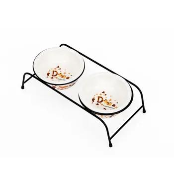 

Dual Use Feeding Non Slip Double Dishes With Stand Dog Gift Ceramic Food Container Pet Supplies Drinking Water Puppy Cat Bowls