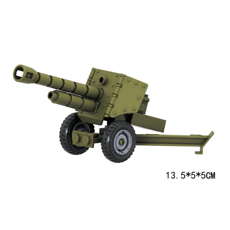 Военная пушка MOC WW2 военная гаубиватель зеленый тяжелый пулемет игрушки