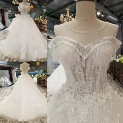 Hot9 Новое роскошное свадебное платье в Корейском стиле с длинным шлейфом и шнуровкой на спине