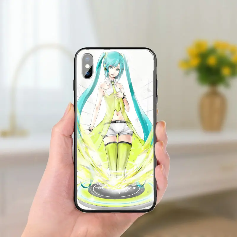 Чехлы из закаленного стекла чехол для iPhone 5 5S SE X XR XS 11 Pro Max 6 6S 7 8 Plus аниме Hatsune Miku beauty Girl - Цвет: Picture 8