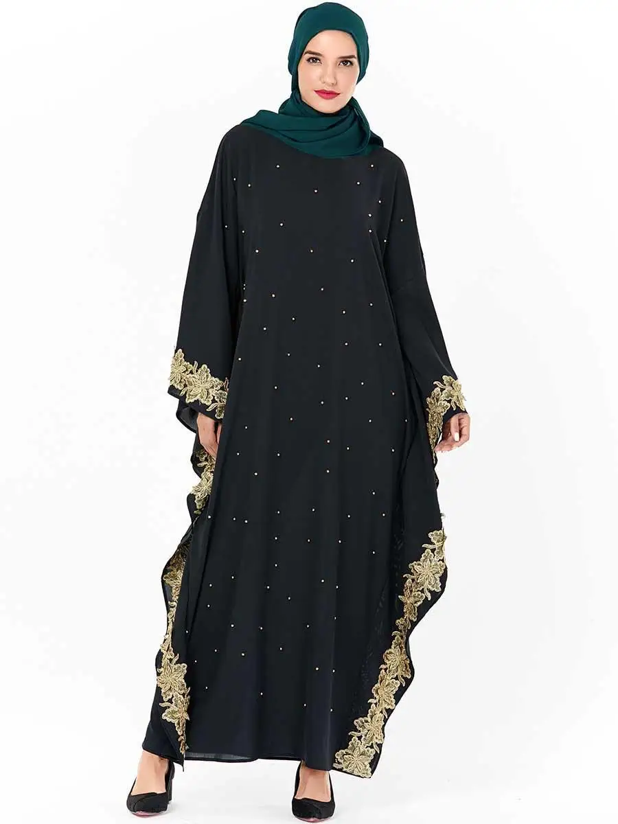Дубай женский Восточный халат Caftan фараша длинное платье макси abaya бисер платье арабское Jilbab исламское женское платье макси рукав летучая мышь осеннее свободное платье