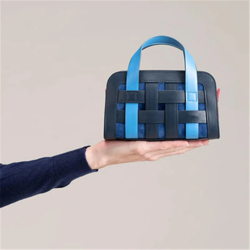 

Panelled Weaving Messenger Bags Women Fashion Zipper Mini Shoulder Bag Female 2020 Spring Color Leisure Pu Leather Totes MM50013