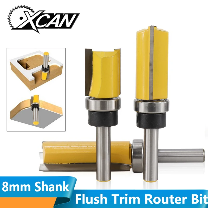 XCAN 1 шт. 8 мм хвостовик заподлицо отделка шаблонный маршрутизатор бит прямой слот фреза Карбид Концевая фреза деревообработка фрезы