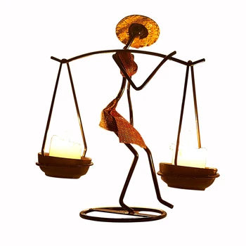 

Nordic Modern Lady Burden Candle Holder Ornaments Coffee Shop Decoration Metal Figurines Candlestick Table Decoration Crafts