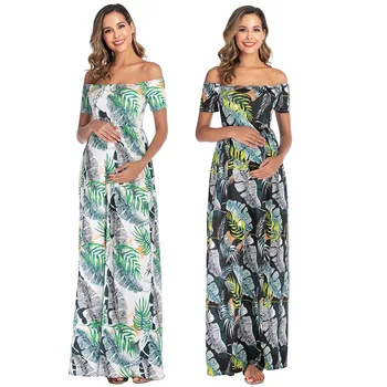 

2020 Women Pregnant Maternity Nursing Floral Breastfeeding Summer Long Dress Sexy Off Shoulder beach clothes for pregnant women