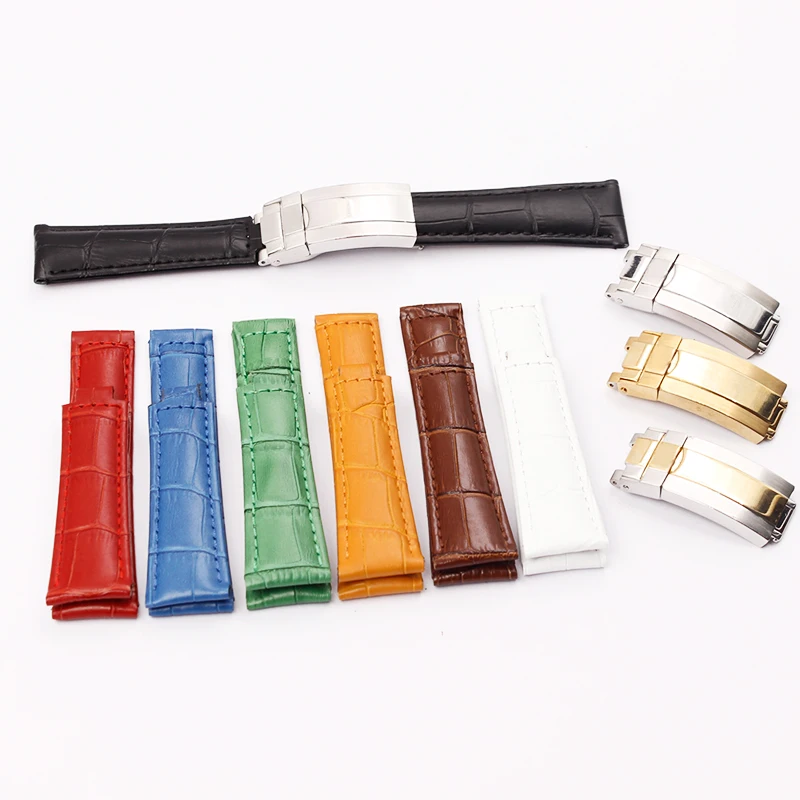 

Watch accessories Applicable for Rolex leather watches with sun-type green water ghost series submariner Dinatong men strap