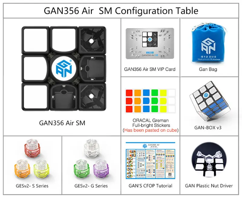 GANS Cube GAN356 AirS M Магнитный 3x3x3 магический куб gans 3x3x3 Cube GAN356Air SM 3x3 головоломка куб GAN 356sm 3X3x3 скоростной куб