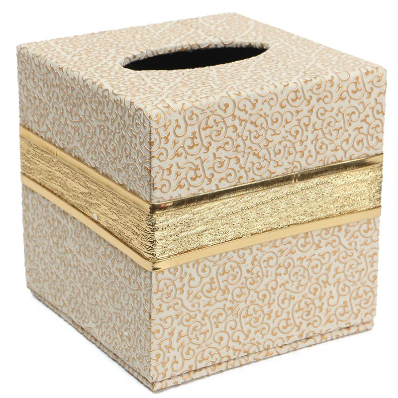 Durable Room Car PU Leather Square Tissue Box Paper Holder Case Cover NapkiU7B4 