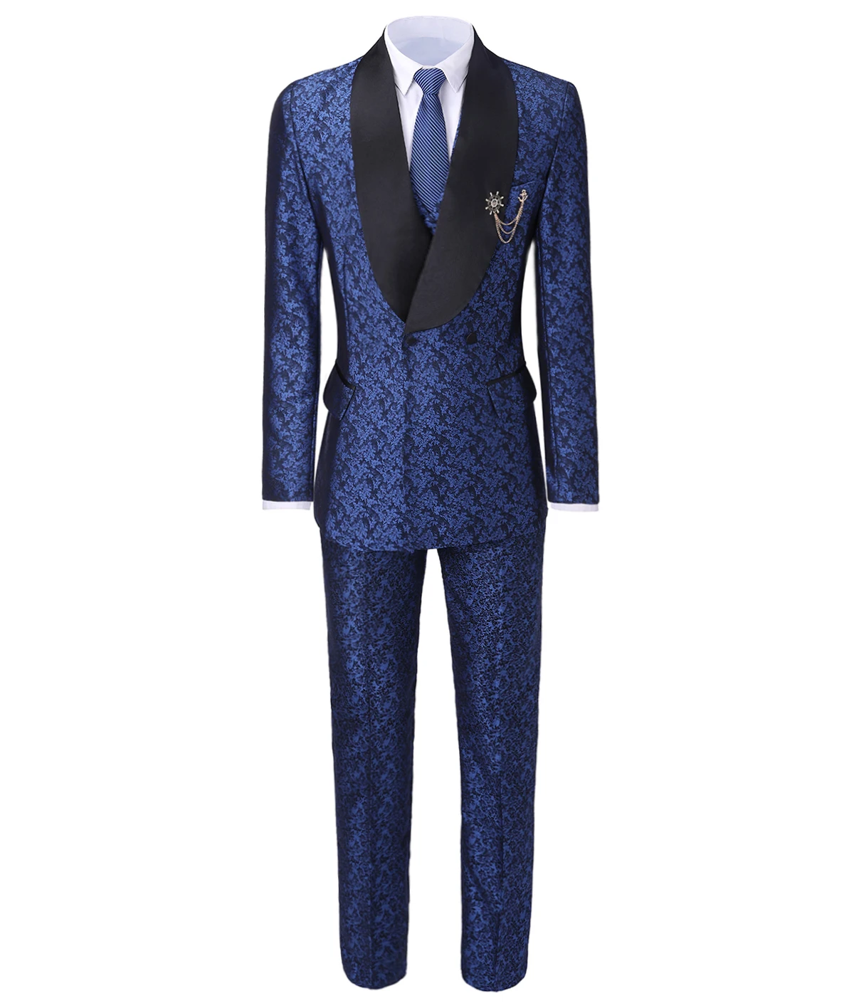 

Mens Wedding Suits 2019 British style Custom Made Patterned Smoking Tuxedo Notch Lapel Groomsmen Jacquard(Blazer+vest+Pants)