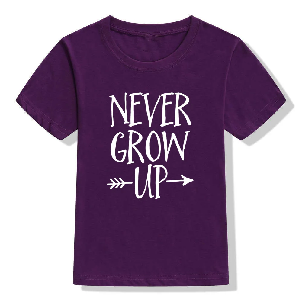 Детская футболка с принтом «Never Grow Up» Детская футболка для мальчиков и девочек, одежда для малышей забавные модные футболки, одежда с короткими рукавами Прямая поставка - Цвет: 43Z1-KSTPP-