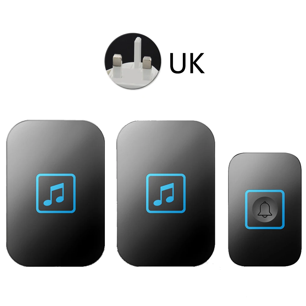 

Durable Music Transmitter Receiver Doorbell Office Adjustable Volume LED Indicator 60 Chimes Security Wireless Smart Home