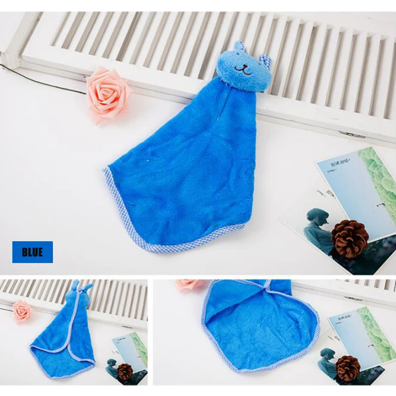 Baby Infant Coral Velvet Hand Towel Cartoon Animal Rabbit Kitchen Hanging Bath Wipe Towel Washcloths Kids Handkerchief