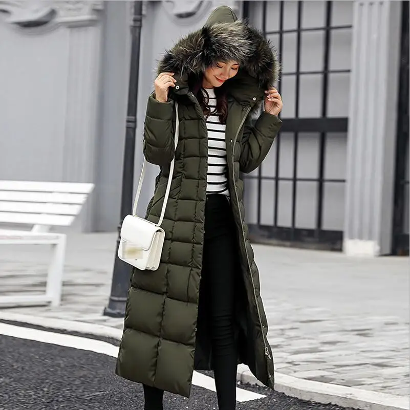 Army green X-Long, Новое поступление, Модная приталенная женская зимняя куртка с хлопковой подкладкой, теплое плотное Женское пальто, длинное пальто, парка, женские куртки - Цвет: Army green
