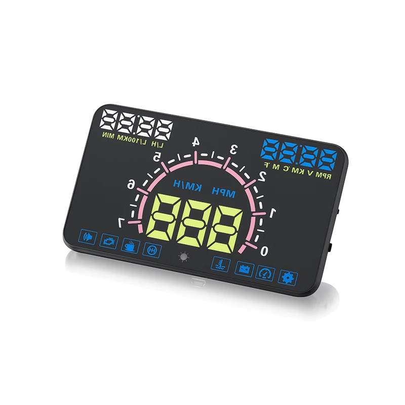 OBD2 HUD Автомобильный дисплей 5," Лобовое стекло проектор OBD сканер скорости топлива Предупреждение сигнал тревоги данные диагностический инструмент