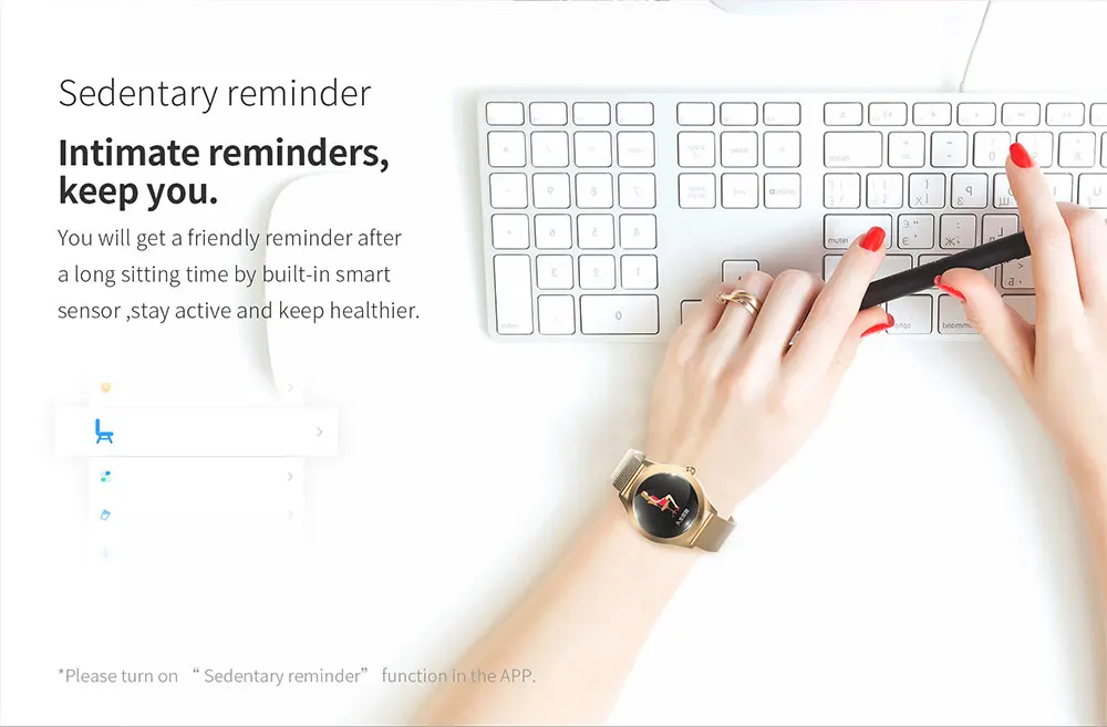 Модные Смарт-часы KW10 для женщин 1,04 дюймовый экран IP68 водонепроницаемый монитор сердечного ритма физиологический напоминание спортивный фитнес-браслет