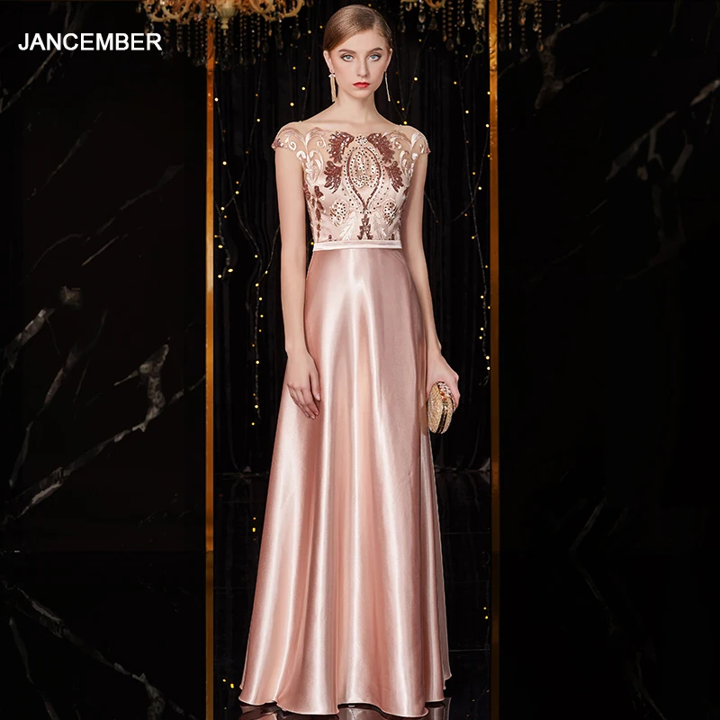 

J1858 jancember plus size formal dresses o-neck appliques zipper back evening dress with cape vestidos largos de fiesta de noche