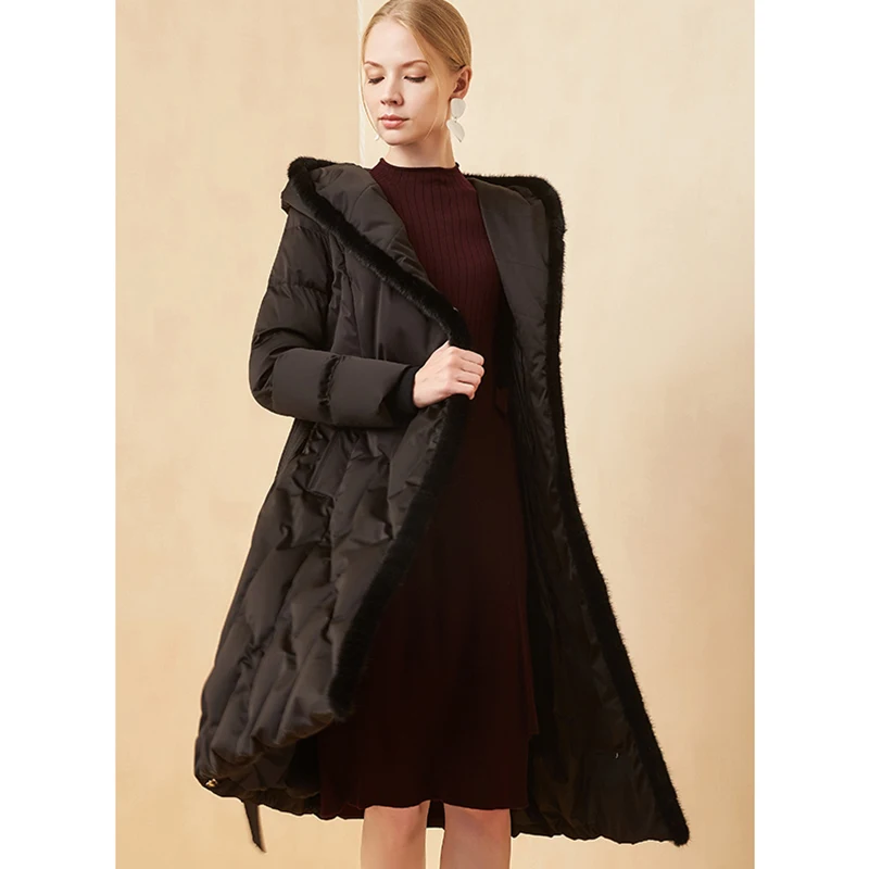 

2019 Elegant new women coat Winter down jacket plus size loose length Overcoat Womens thick warm jacket Female down jacket Q59
