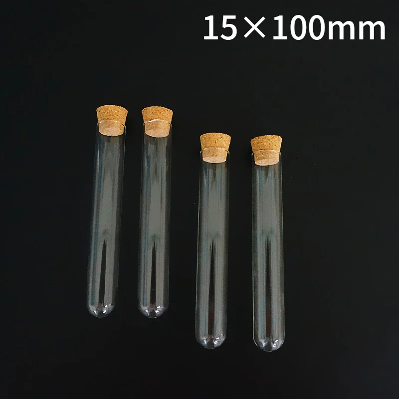 12pcs/lot 15x100mm Glass Transparent Bottles With Cork Stopper Vials Jars Storage Test Tube | Канцтовары для офиса и дома