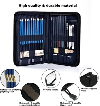 

40PCS Oil Colored Pencils Set Sketch Soft Core Professional Art Supplies for Adults Artist Drawing Coloring with Carrying Case