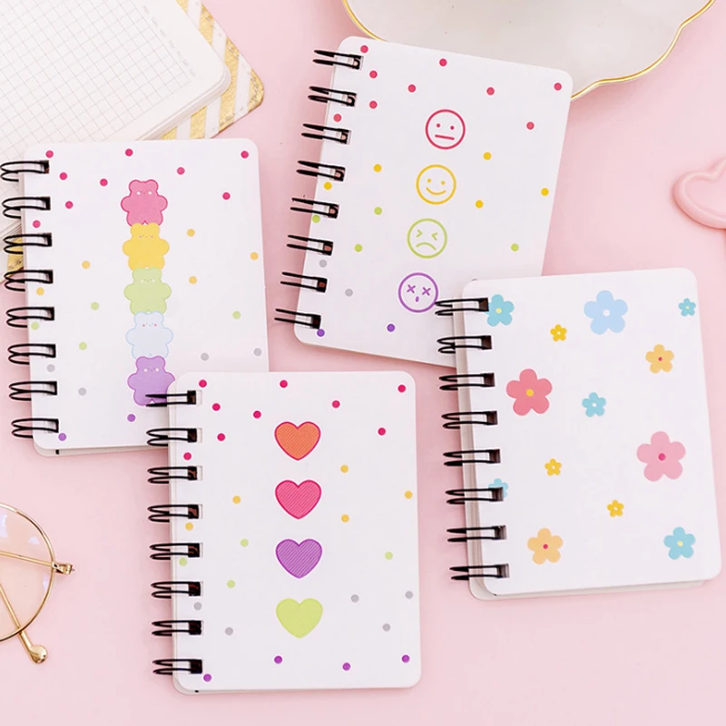 1 pièces/lot mignon fleur ours Expression bobine Portable poche A7 spécification bloc-notes dessin peinture papier bloc-notes