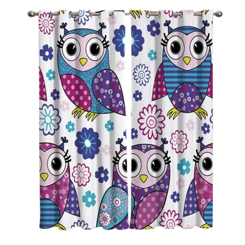 

Owl Color Bird Animal Flower Petal Curtains For Kids Boy Girl Bedroom Living Room Cortinas Custom Drape Kitchen Window Curtains