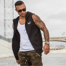 Стиль, спортивный жилет с капюшоном без рукавов для занятий фитнесом, мужской жилет для тренировок, эластичность, эластичность