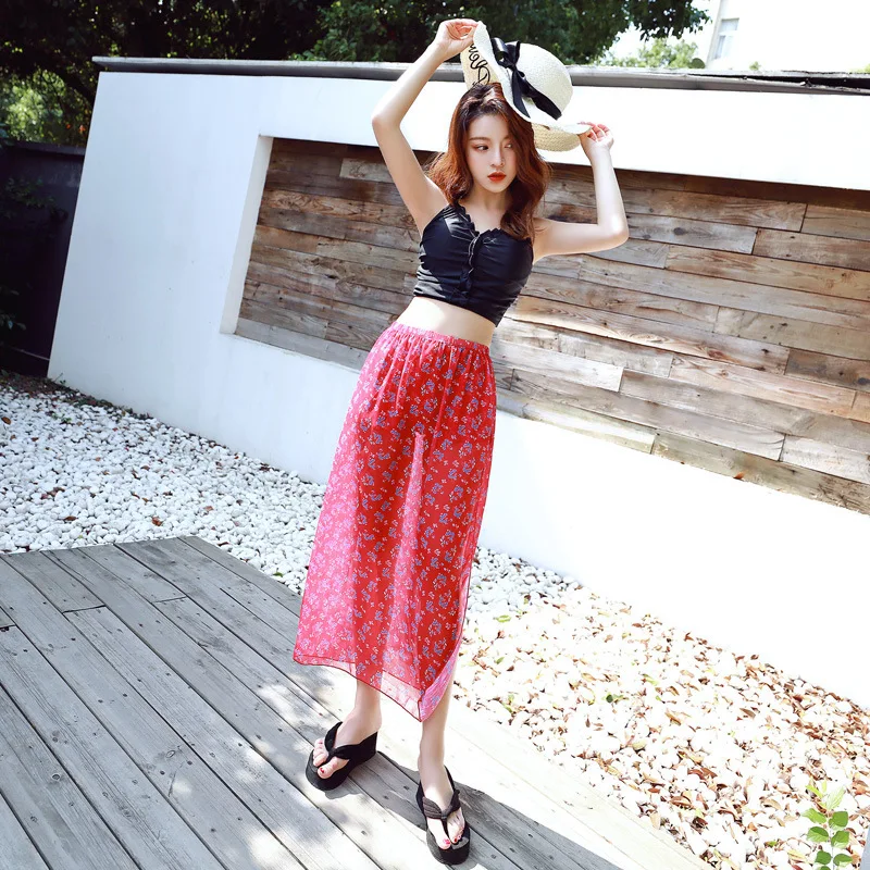 

New Style Fashion Sexy Slim Fit Slimming Split Type Boxer Long Skirts Three-piece Set Bathing Suit 9019