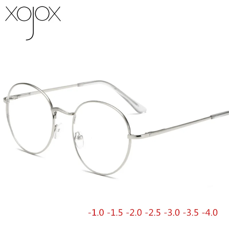 XojoX металлические круглые очки Для мужчин женщин от близорукости готовые для
