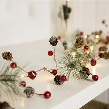 

20 LED Pine Needle Pinecone Berry Decorative String Lights Xmas Tree Decoration