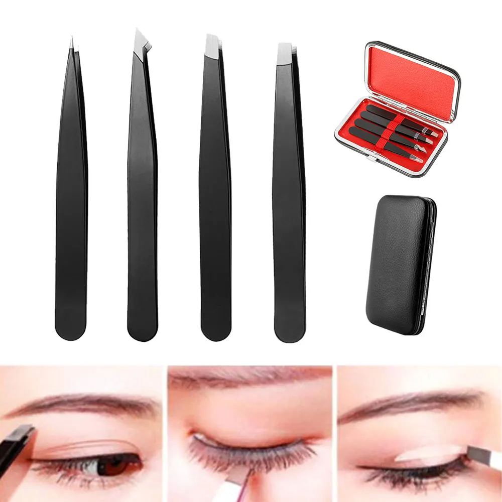 4 шт Профессиональный Нержавеющая сталь точность бровей Пинцет клип младенца