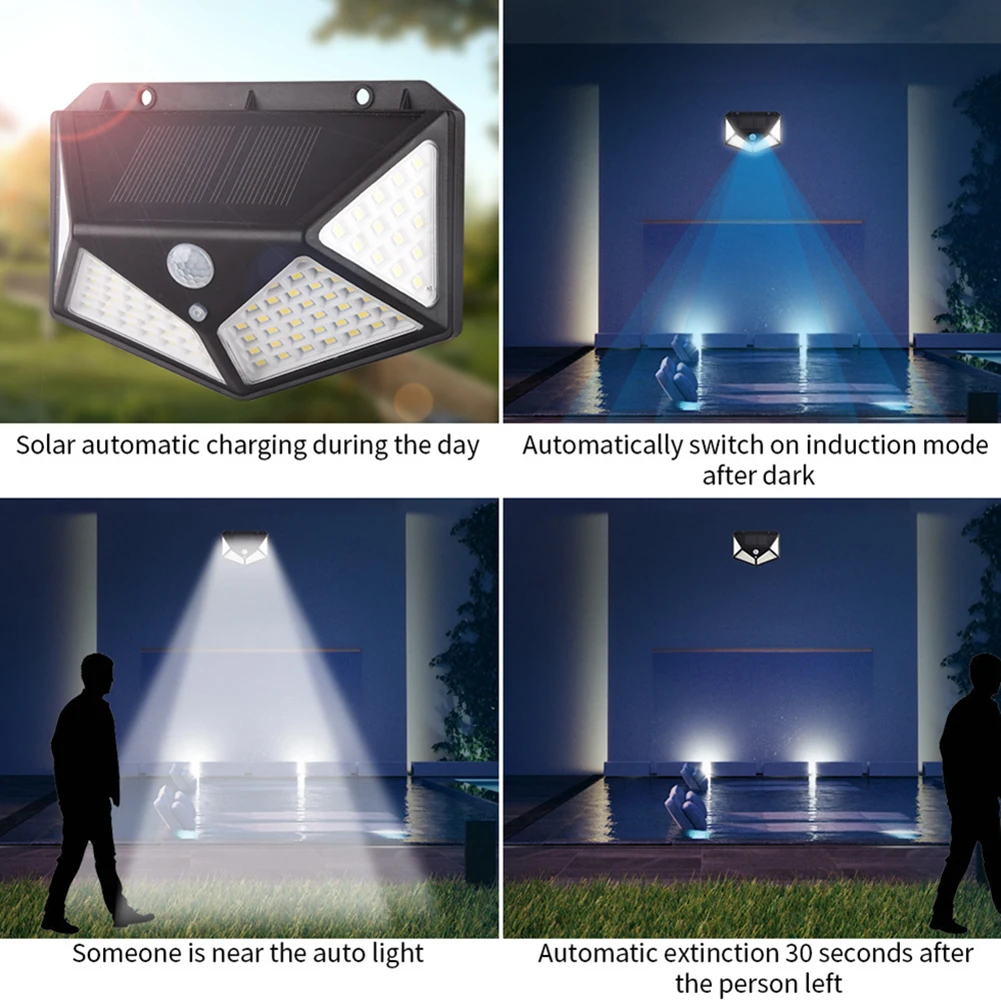 

100 LED Solar PIR Motion Sensor Wall Light Waterproof Outdoor Lamp LED With PIR Motion Sensor Exterior Light Outdoor Lighting