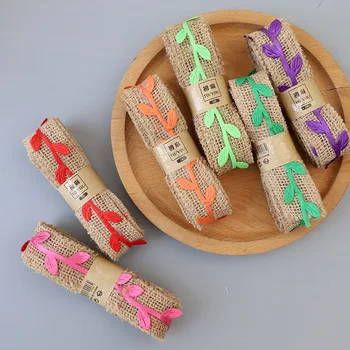 

2Meters/Roll Natural Burlap Jute Ribbons for Crafts DIY Simulation Vine Leaves Jute Ribbon Gift Wrapping Party Home Decoratiov