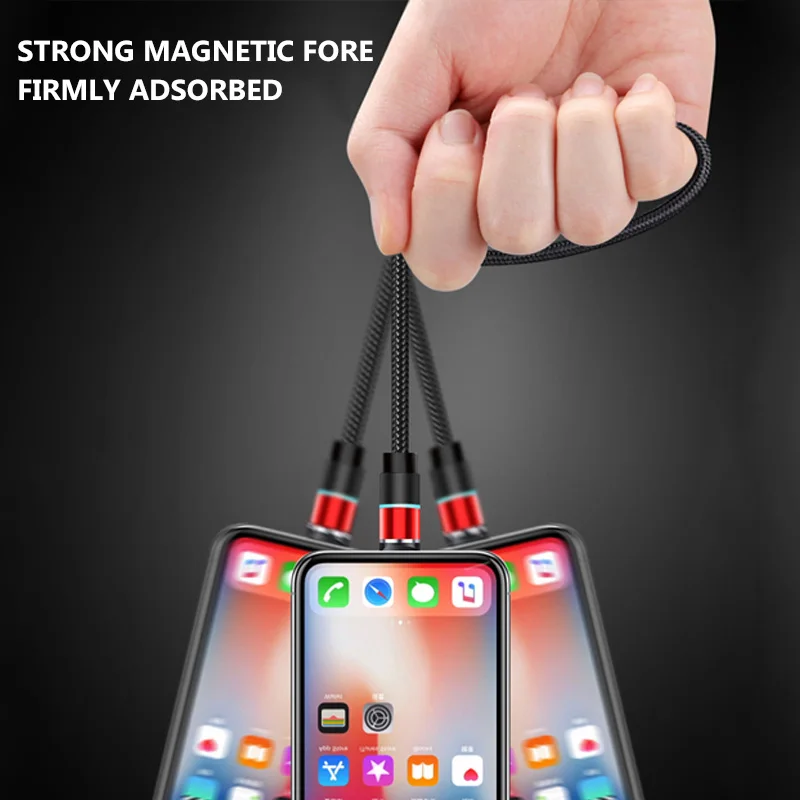Тегеран Магнитный кабель светодиодный Micro usb type C Магнитный USB кабель для быстрой зарядки для iPhone X 7 XS XR huawei samsung xiaomi one plus