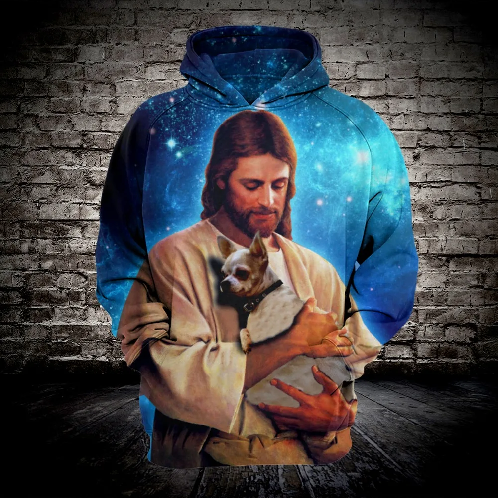 

2019 Men's Sweatshirt Customize jesus 3D Printing Hoodies Fashion Long Sleeve Hooded Pullovers Tops Drop Shipping