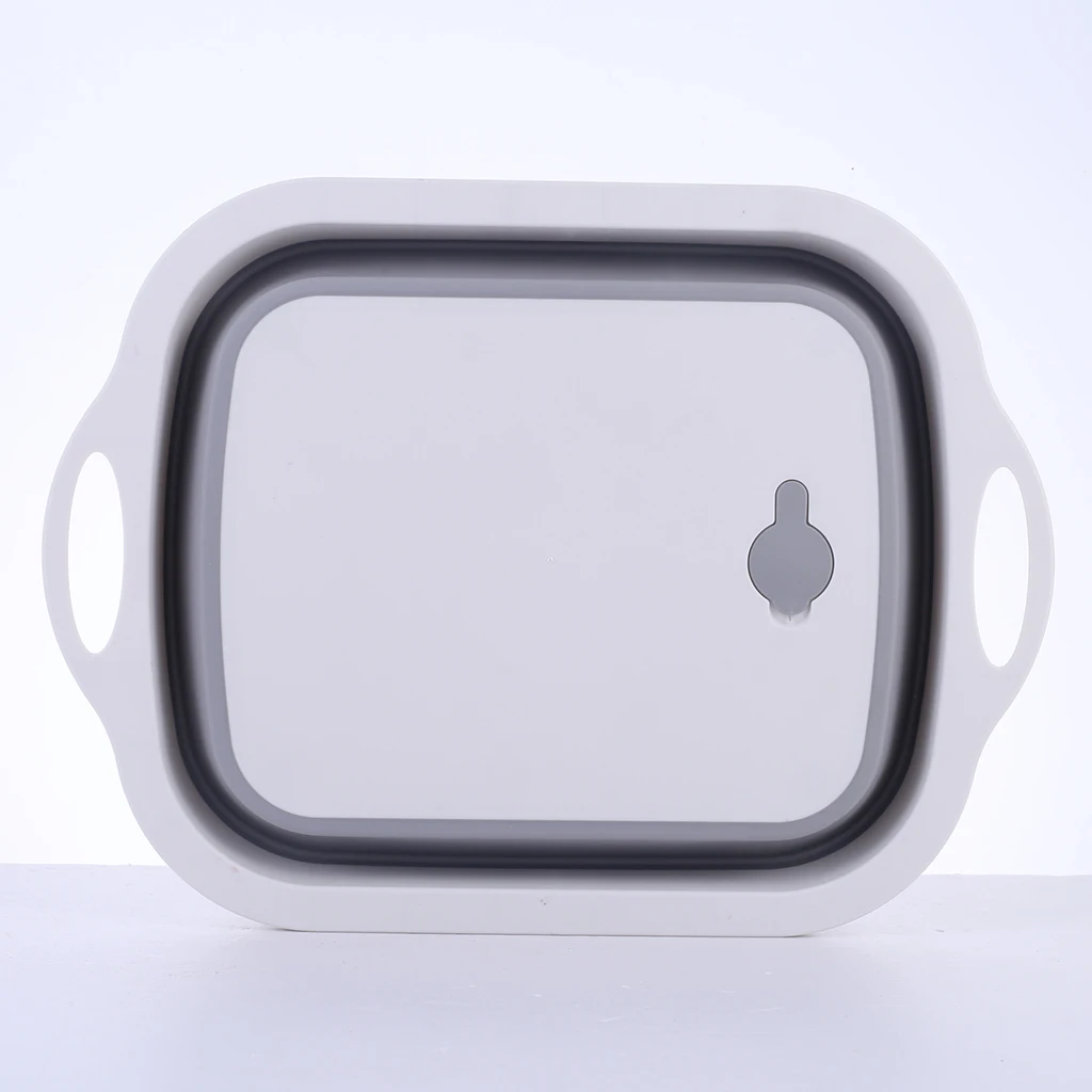 Portable Collapsible Basin with Draining Plug for Kitchen Fruits Vegetables Washing Basket Dish Tub Cutting Board